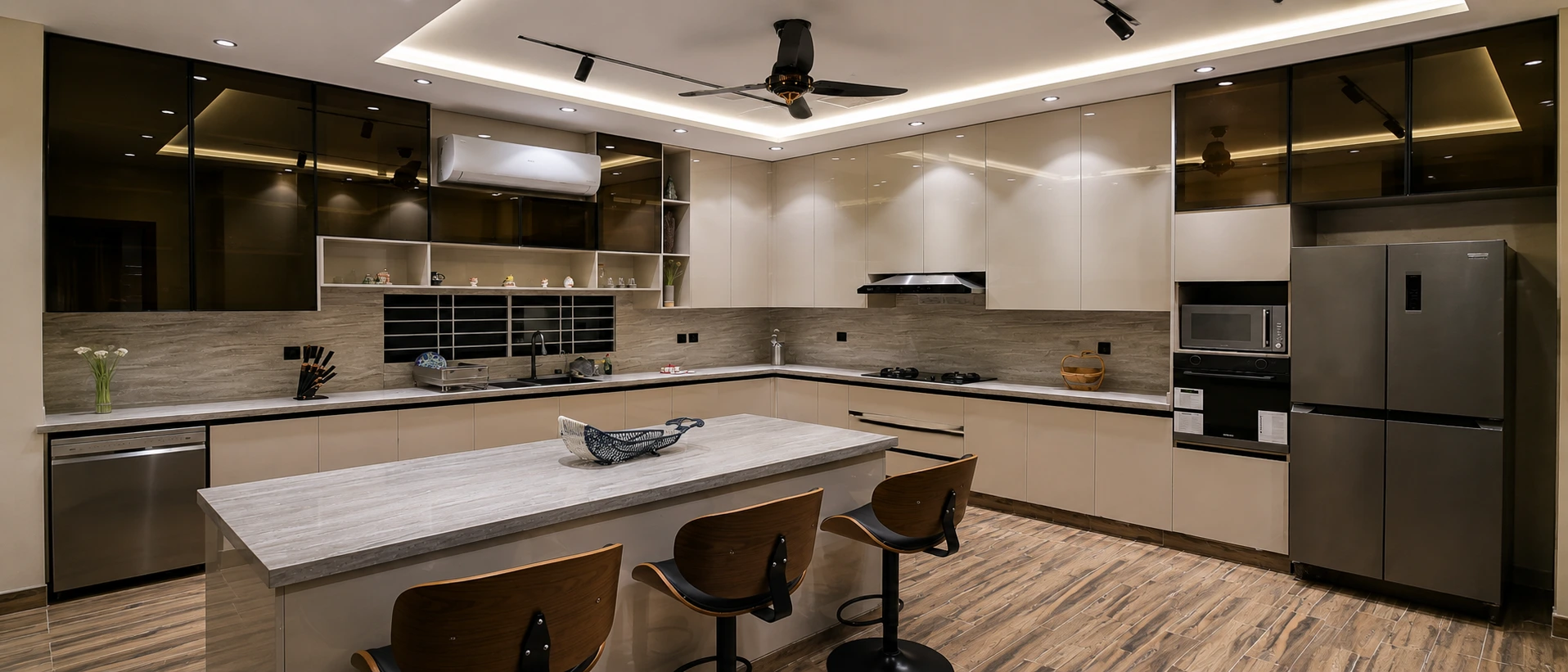 Customized Corian kitchen countertops and cabinets