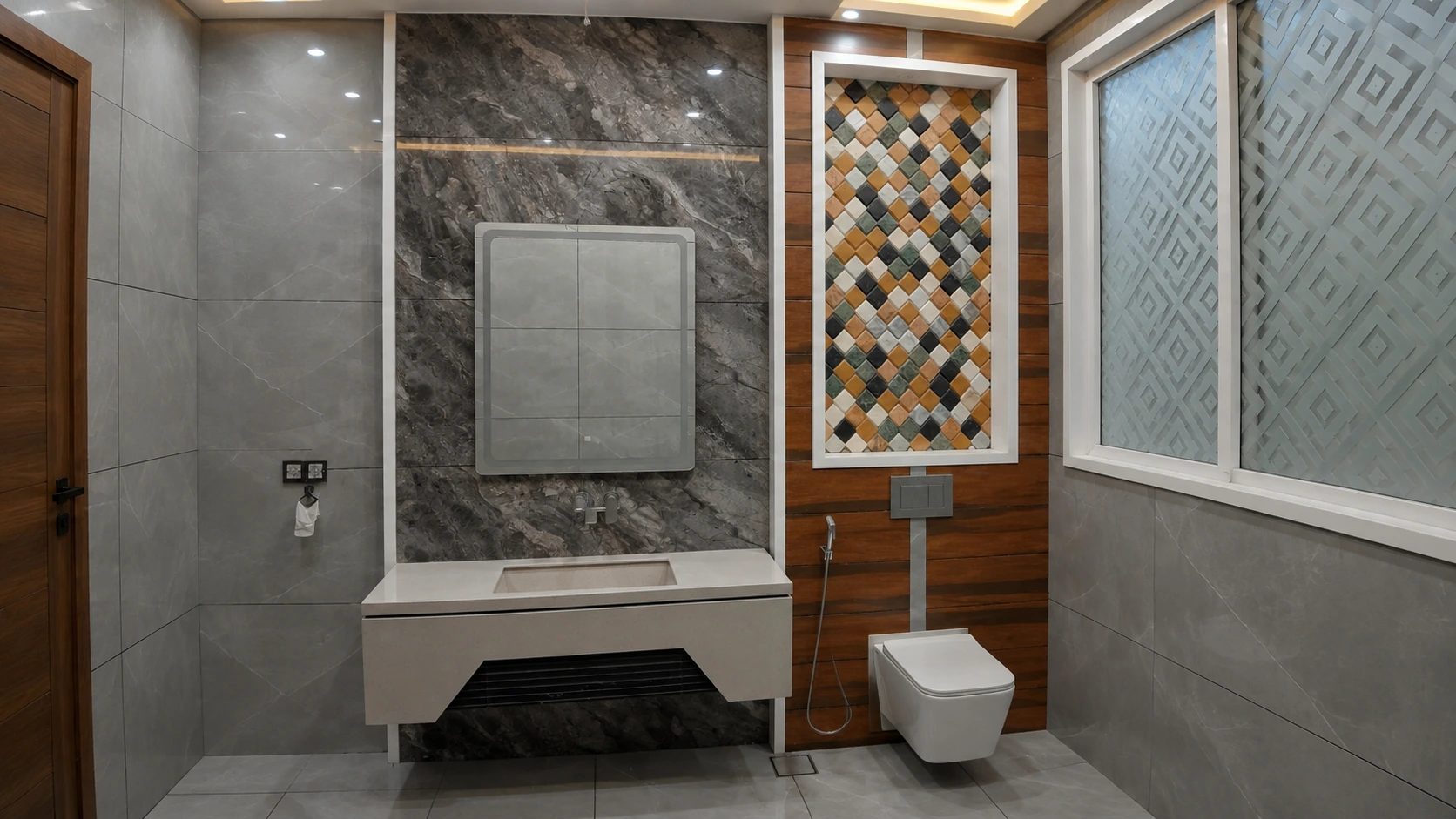 Customized Corian borders and niches